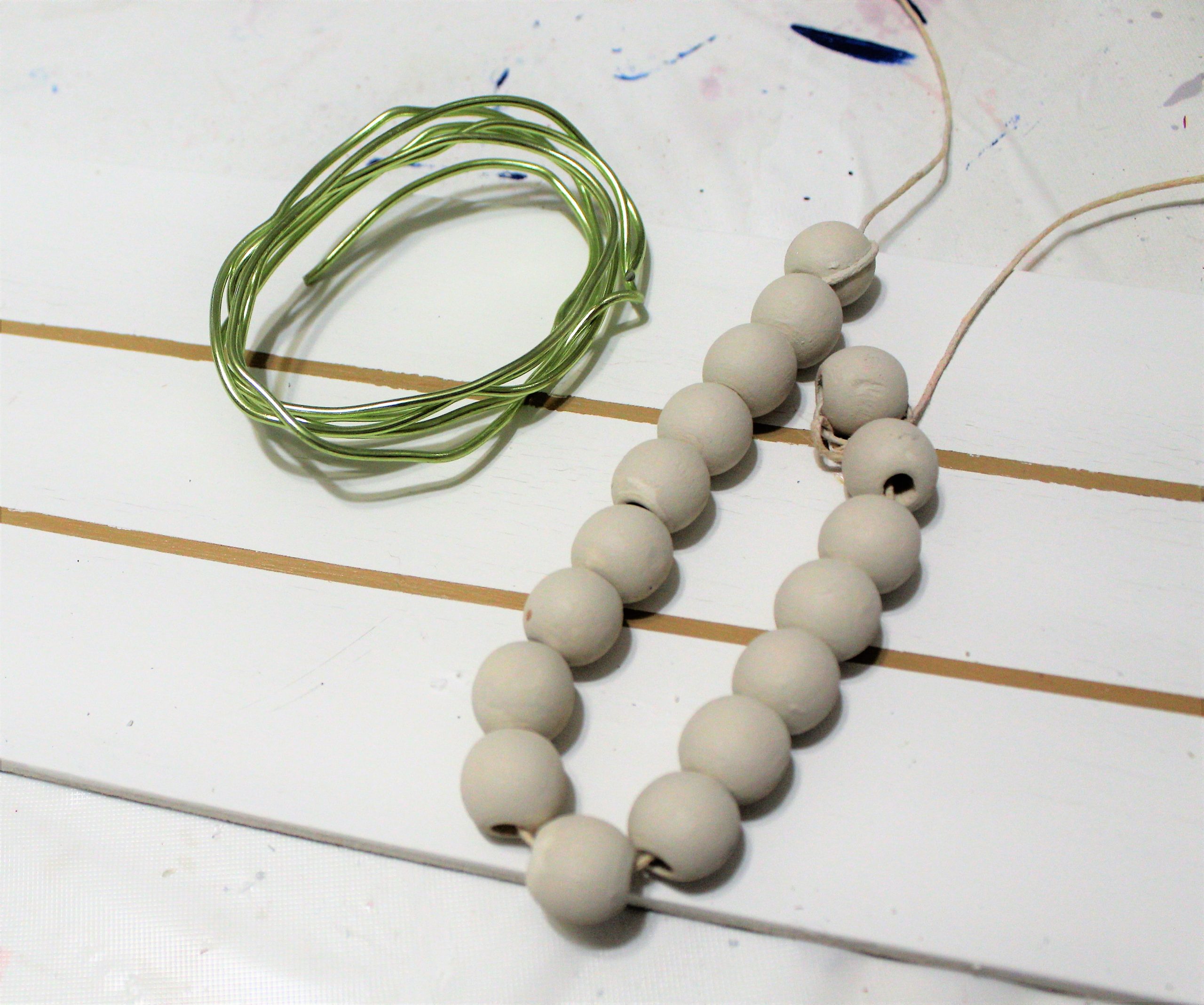 Grey Wooden Bead Garland